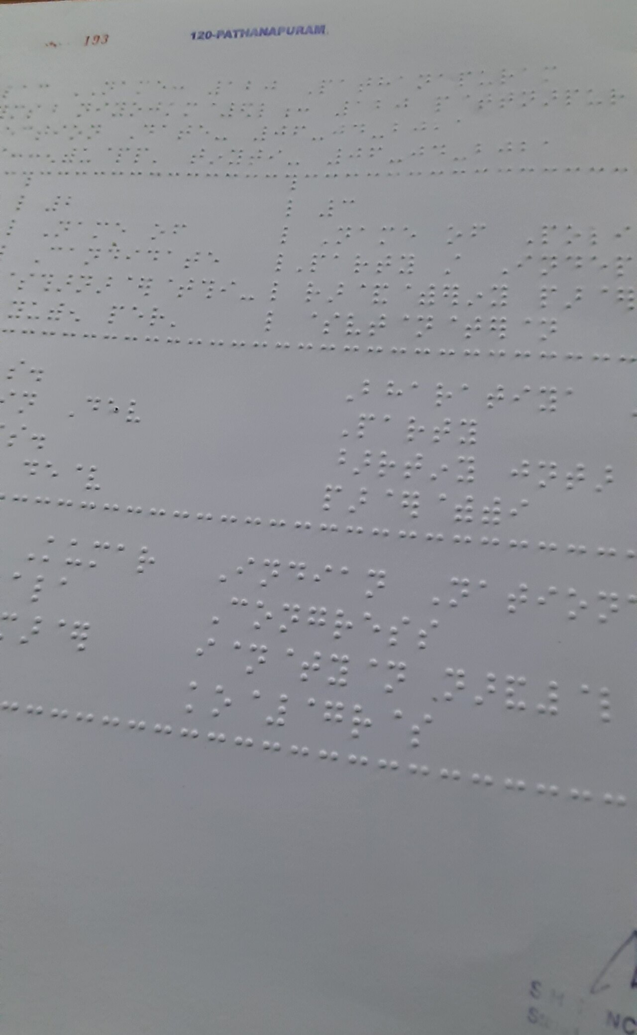 A Braille ballot sheet prepared for an election in Kerala.
