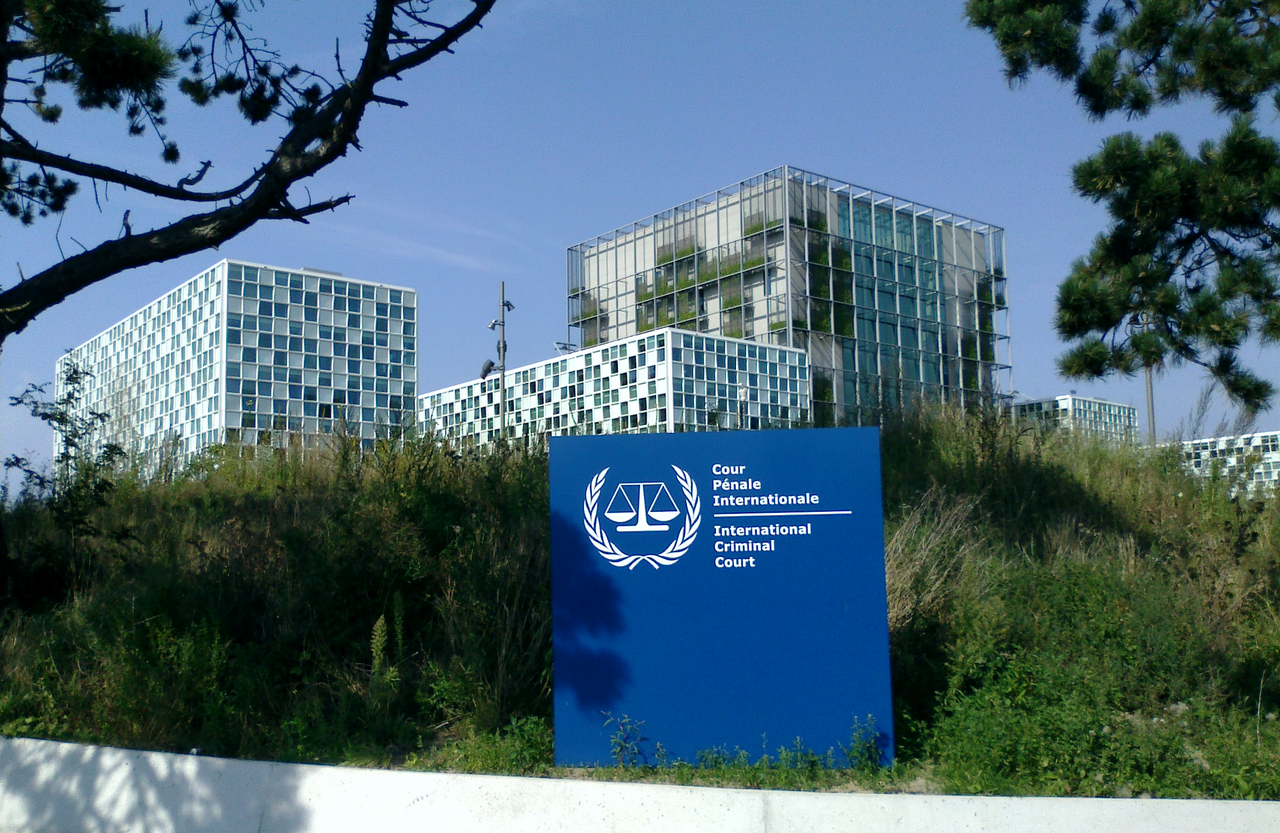 The exterior of the International Criminal Court building in The Hague.